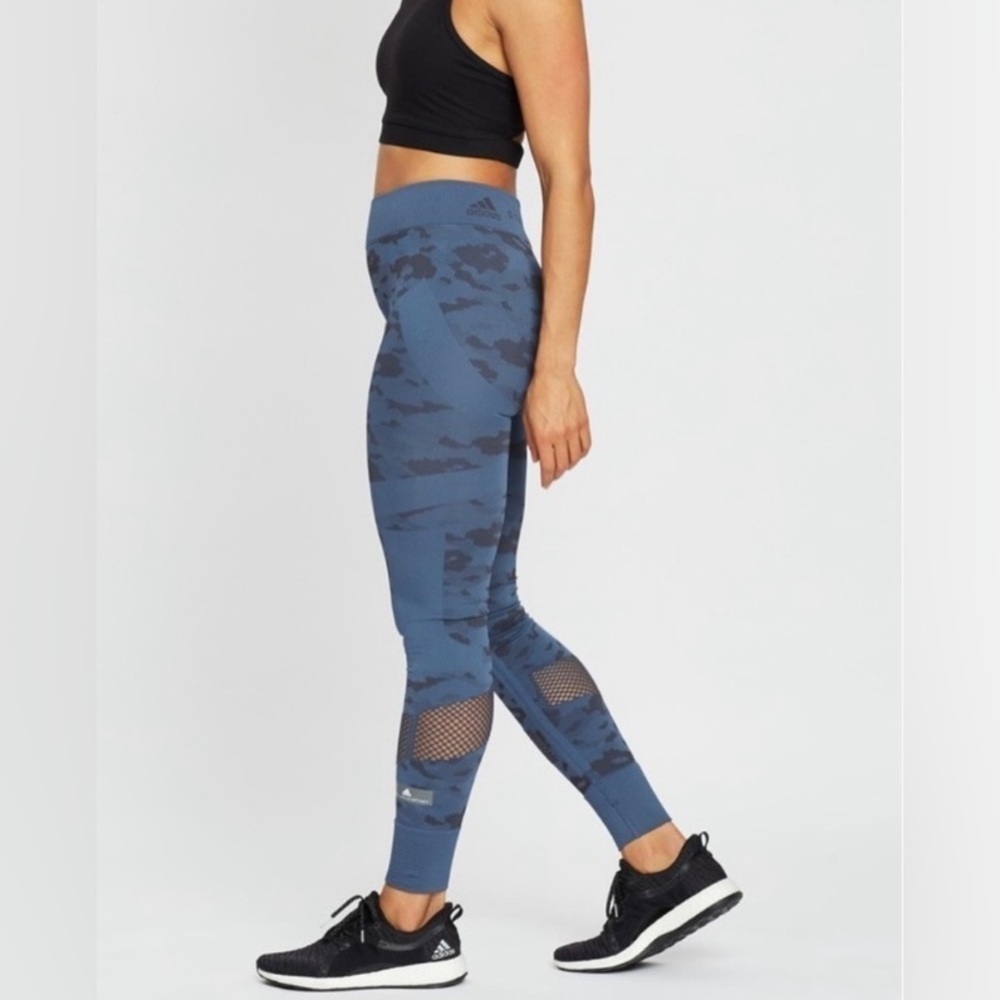 Adidas by Stella McCartney Blue Stretch Jaquard Leopard Tight Leggings in Blue